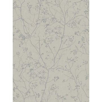 Luminous Branches Grey and Silver Wallpaper