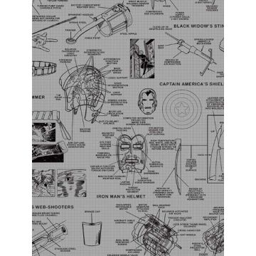 Marvels Heroes Schematics Grey and Black Wallpaper