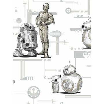 Star Wars The Rise of Skywalker Droids Black and White Wallpaper