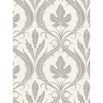 Adirondack Damask Grey and Beige Wallpaper