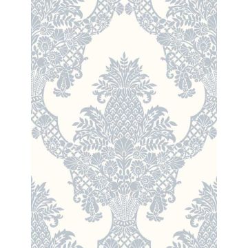 Pineapple Plantation Periwinkle and White Wallpaper