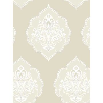 Signet Medallion Damask Beige Wallpaper
