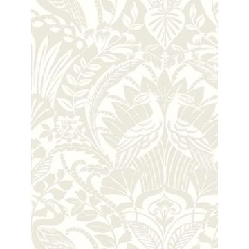 Egret Damask Taupe Wallpaper