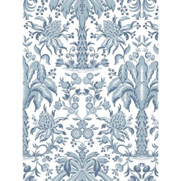 Palmetto Palm Damask Blue Wallpaper
