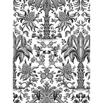 Palmetto Palm Damask Black Wallpaper