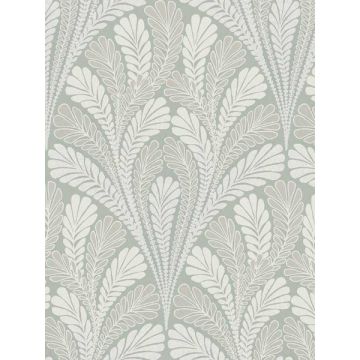 Shell Damask Green Wallpaper