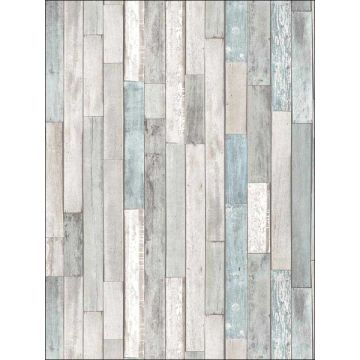 Barn Board Thin Plank Grey Wallpaper