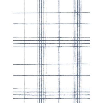 Farmhouse Plaid Navy and White Wallpaper