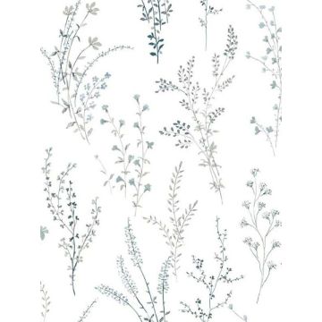 Wildflower Sprigs Blue and Green Wallpaper