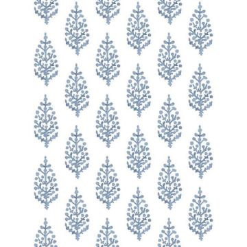 Paisley On Calico Blue Wallpaper