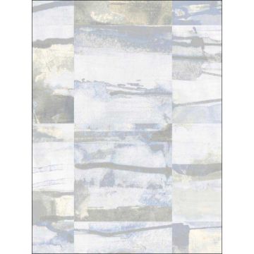 Aquarelle Tile Blue Cream Grey Wallpaper