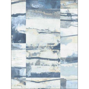 Aquarelle Tile Blue Beige Wallpaper