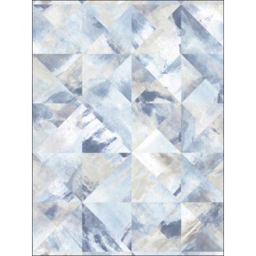 Mosaic Blue Beige Grey Wallpaper