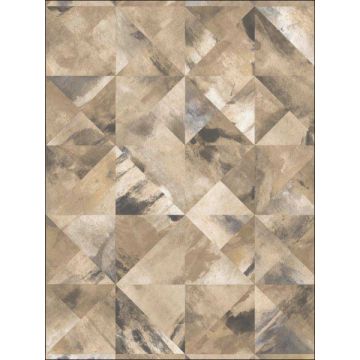 Mosaic Ochre Brown Grey Wallpaper