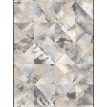 Mosaic Beige Black Grey Wallpaper
