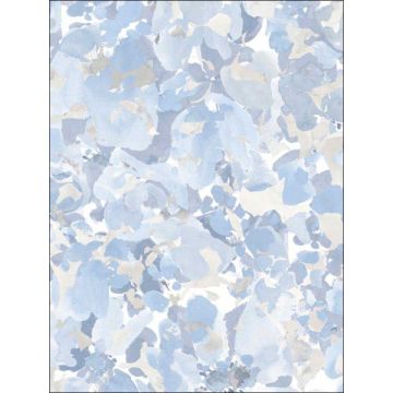 Bloom Blue Beige Grey Wallpaper