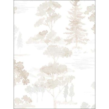 Forest Beige Grey White Wallpaper