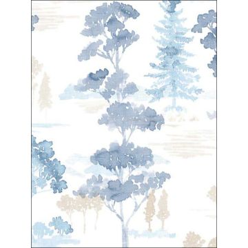 Forest Beige Blue Wallpaper