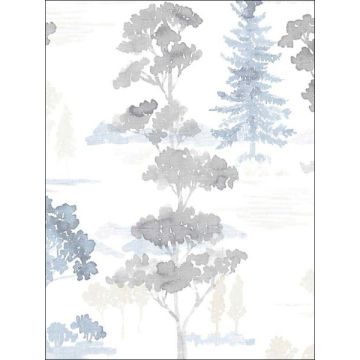 Forest Beige Blue Grey Wallpaper