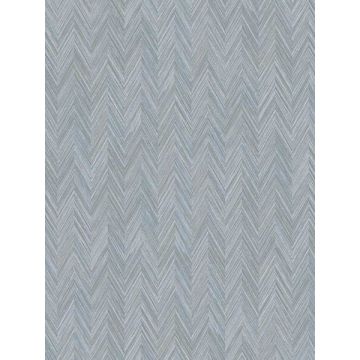 Fiber Weave Denim Blue Metallic Silver Wallpaper