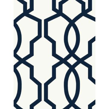 Hourglass Trellis Navy Wallpaper