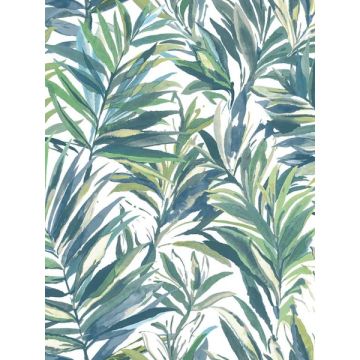 Swaying Palms Green & Blue Wallpaper