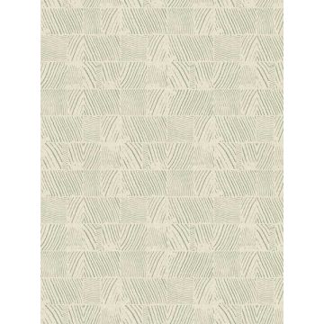Woodcut Green & Stone Wallpaper