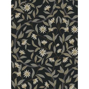 Jasmine Black Metallic Wallpaper