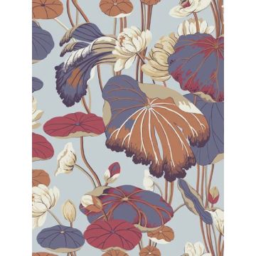 Lotus Pond Purple and Pink Wallpaper