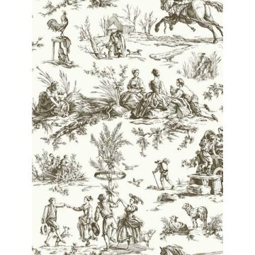 Seasons Toile Brown Wallpaper