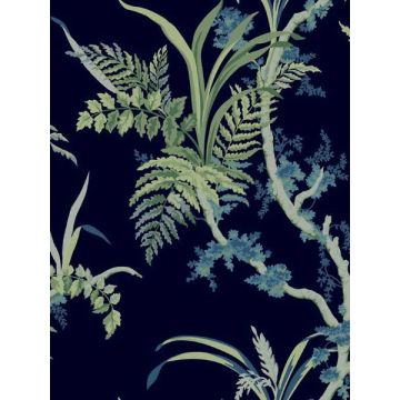 Enchanted Fern Navy and Green Wallpaper