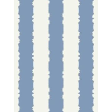 Scalloped Stripe Blue Wallpaper