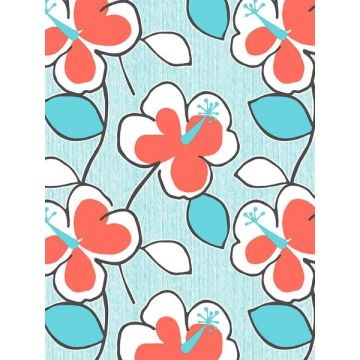 Flower Power Turquoise Orange Wallpaper