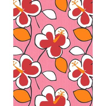 Flower Power Hot Pink Red Orange Wallpaper
