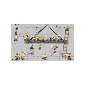 Minions At Work XL 7 Panel Gray Mural