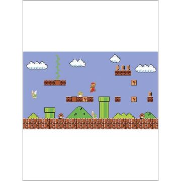 Retro Super Mario XL 7 Panel Blue Mural