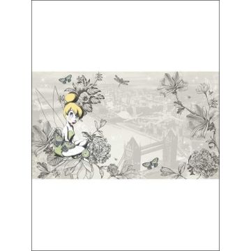 Vintage Tinkerbell XL 7 Panel Gray Mural
