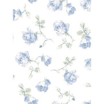 Ribbon Rosa Peel and Stick French Blue Wallpaper