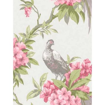 en Pheasant Floral Rose Wallpaper