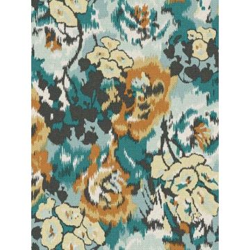 Flower Pot Teal and Orange Wallpaper