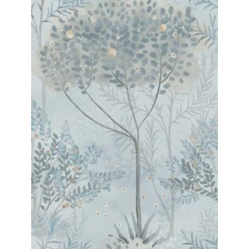 Orchard Blue and Grey Wallpaper