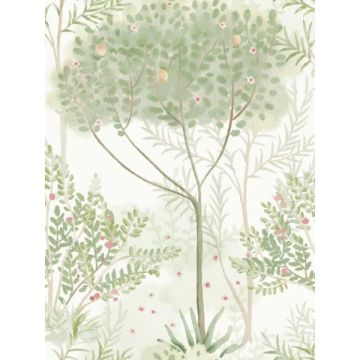 Orchard White and Green Wallpaper