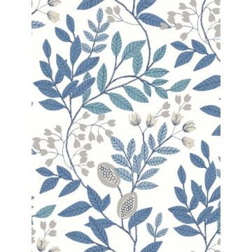 Eden Retreat White and Blue Wallpaper