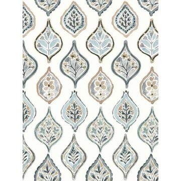 Marketplace Motif White and Neutral Wallpaper