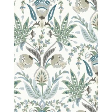 Seaside Jacobean Green and Blue Wallpaper
