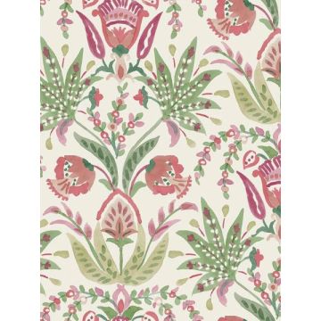 Seaside Jacobean Green and Red Wallpaper