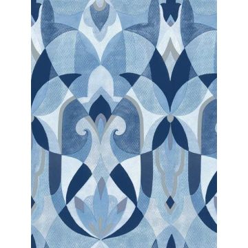 Malta Blue and Silver Wallpaper