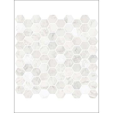 Hexagon Marble Peel and Stick Backsplash Tiles White and Grey Wallpaper