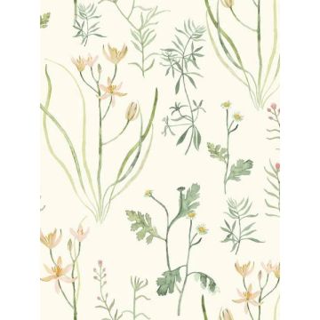 Alpine Botanical White Wallpaper