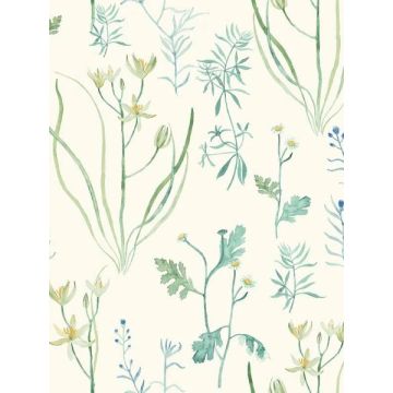 Alpine Botanical White Wallpaper